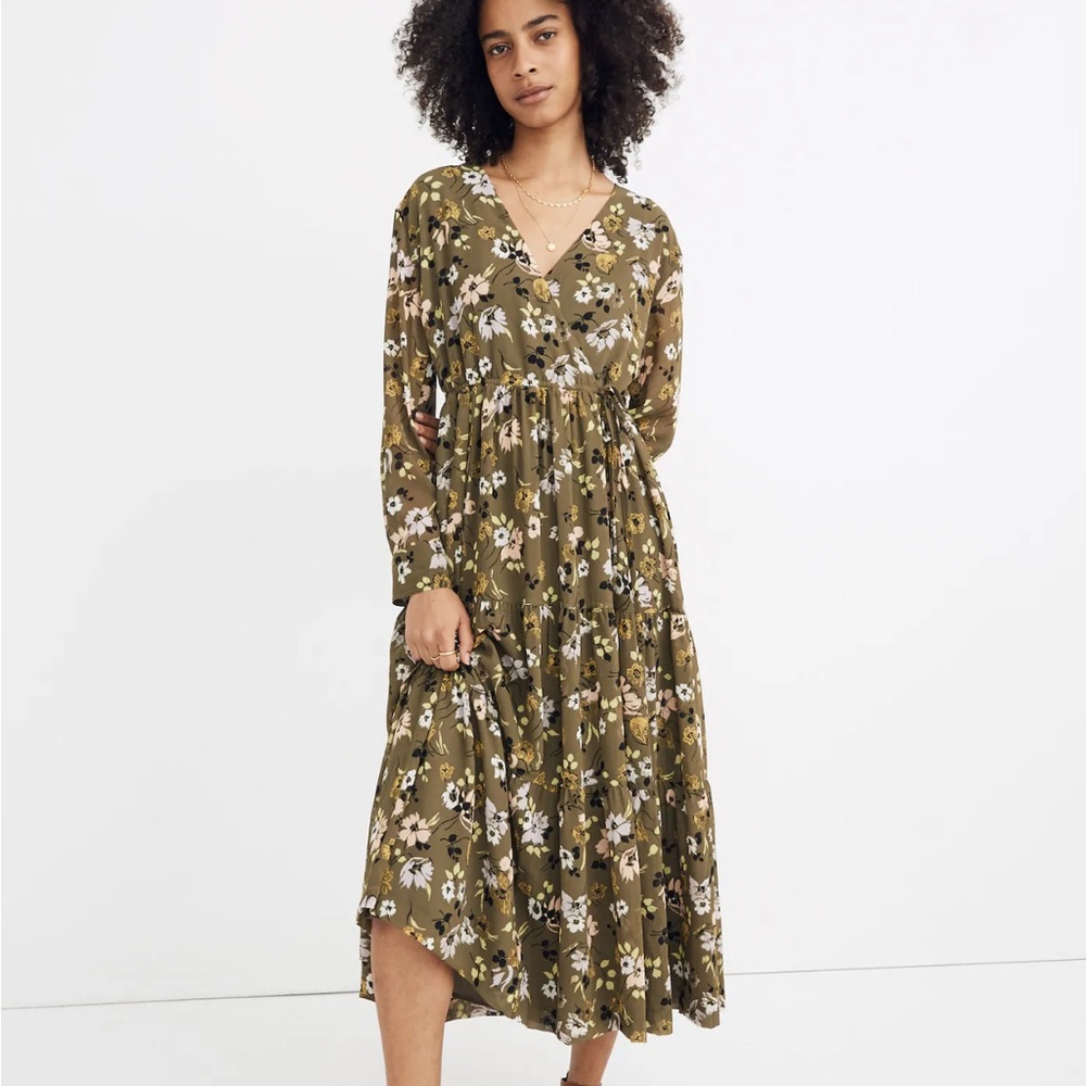 Madewell Floral Green Maxi Dress